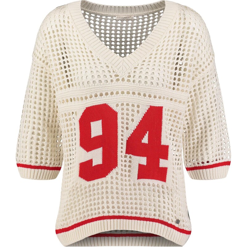 Key Largo Sveter Pier béžová / červená 67632291