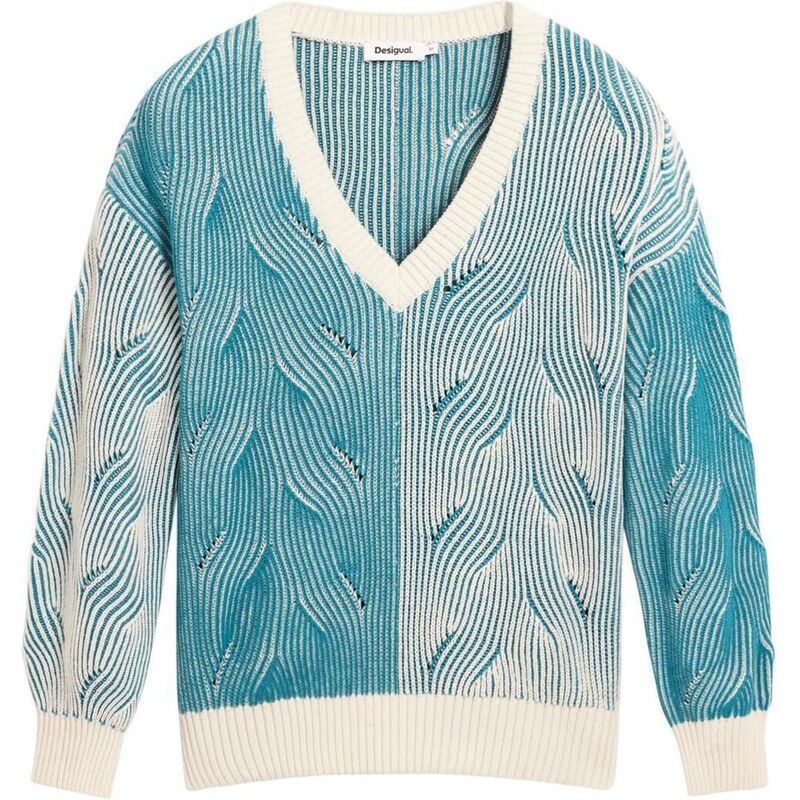 Desigual Sveter modrá / biela ako vlna 67632390
