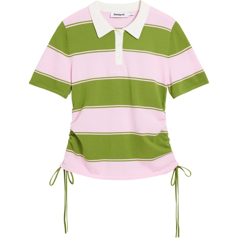 Desigual Tričko trávovo zelená / svetloružová / biela 67632383