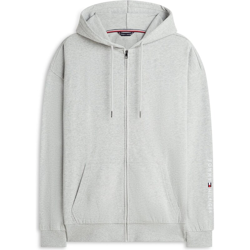 TOMMY HILFIGER Tepláková bunda sivá melírovaná / biela 67632437