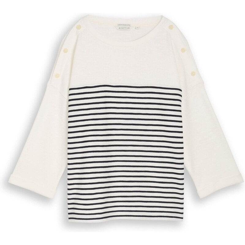 TOM TAILOR Sveter čierna / šedobiela 67632598