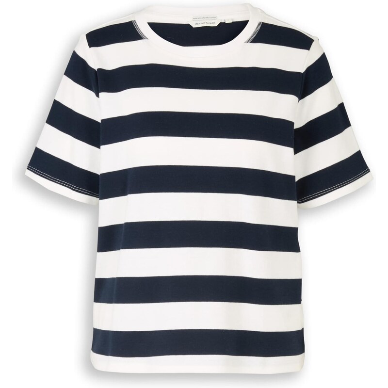 TOM TAILOR Tričko námornícka modrá / biela 67632588