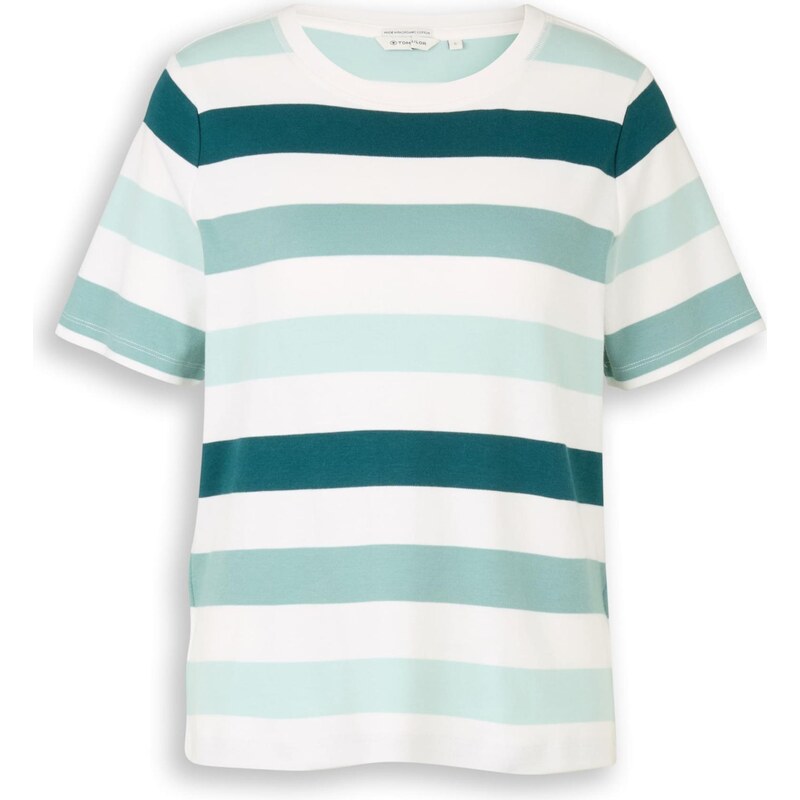 TOM TAILOR Tričko smaragdová / mätová / biela 67632591