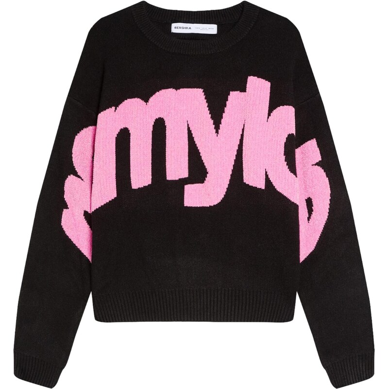 Bershka Sveter ružová / čierna 67632690