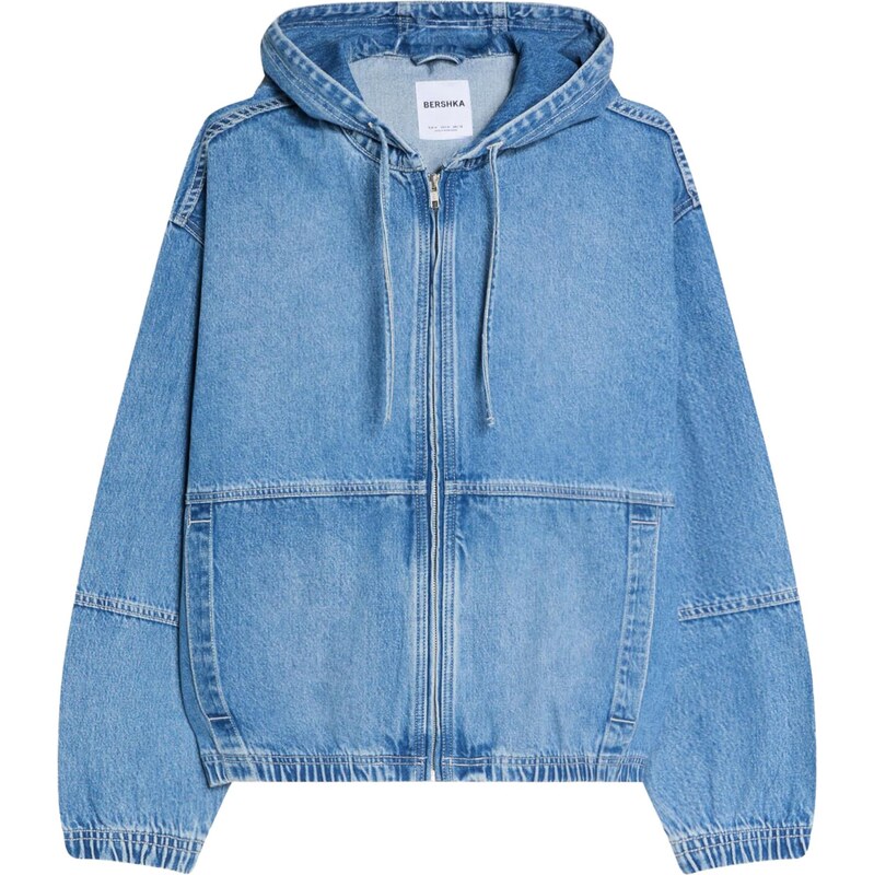 Bershka Prechodná bunda telová / modrá denim / svetlomodrá 67632704