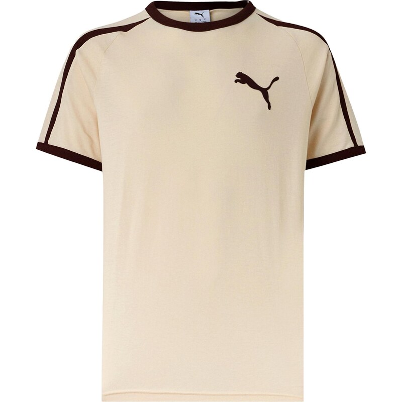PUMA Tričko T7 Big Cat Ringer béžová / hnedá 67633997