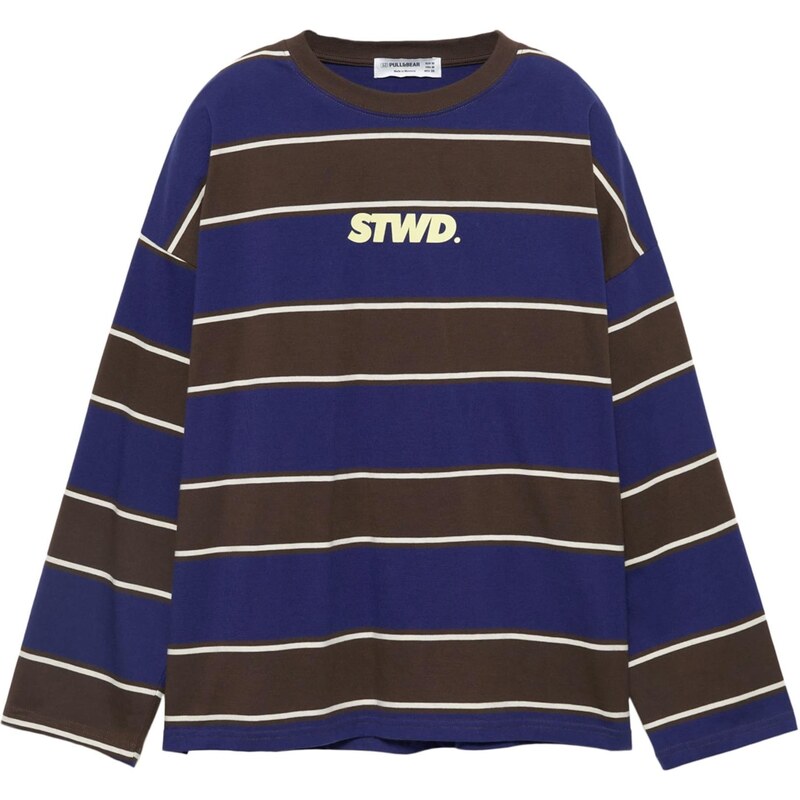 Pull&Bear Tričko tmavomodrá / čokoládová / žltá / biela 67634136