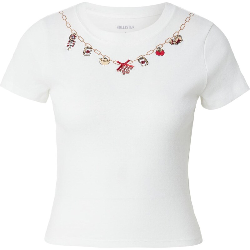 HOLLISTER Tričko krémová / farba ťavej srsti / červená / biela 67634222