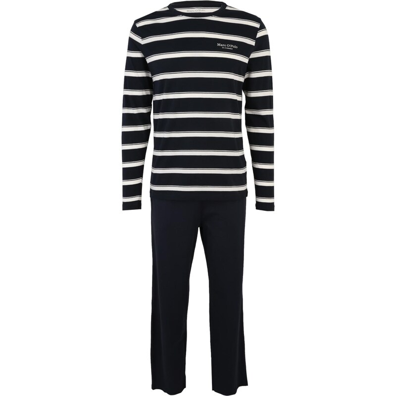 Marc OPolo Dlhé pyžamo námornícka modrá / biela ako vlna 67634329
