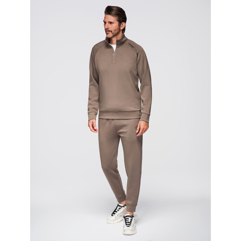 Pánska súprava Ombre s polozipsom - šedá 67653801