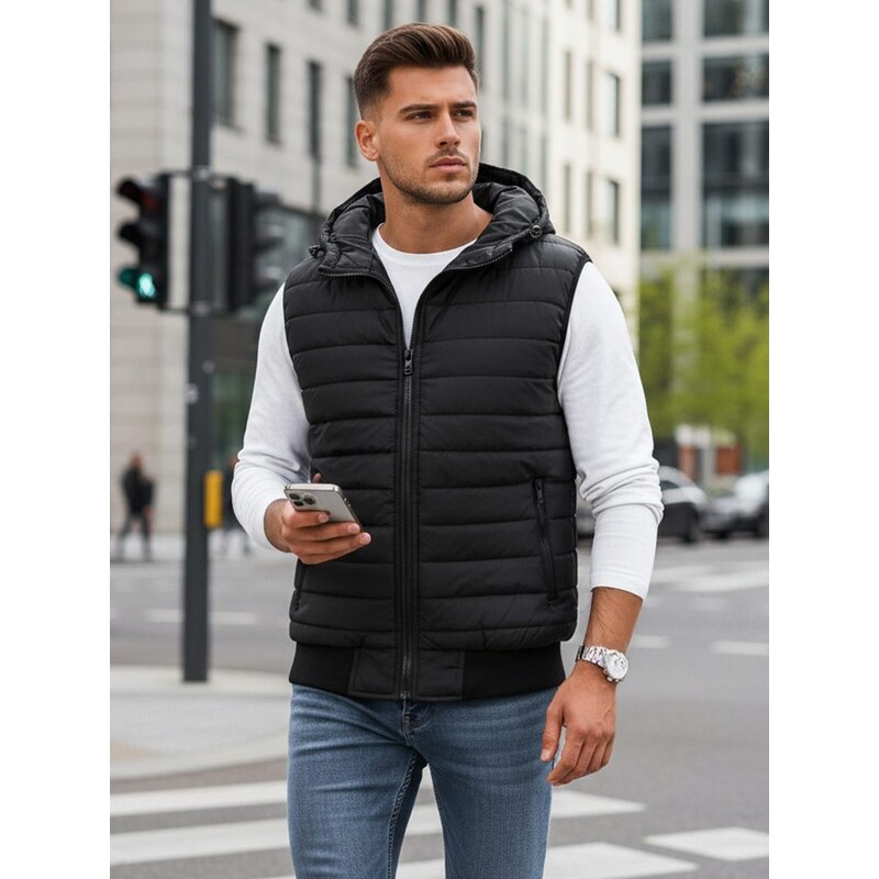 Buďchlap Trendová vesta s kapucňou v čiernej farbe 34910026