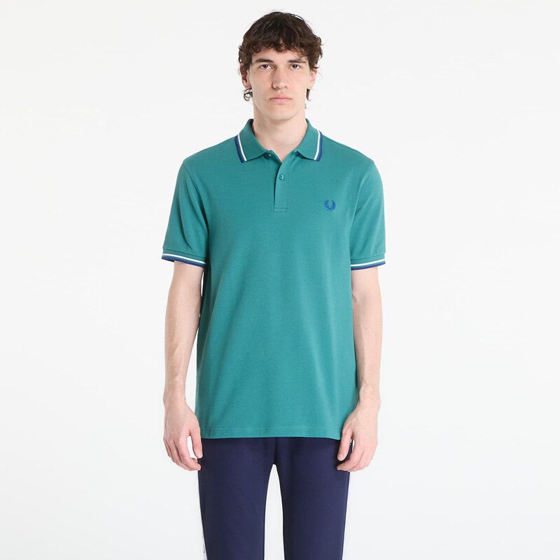 Tričko FRED PERRY Twin Tipped Fred Perry Shirt Deep Mint/ Snow White/ 67643421