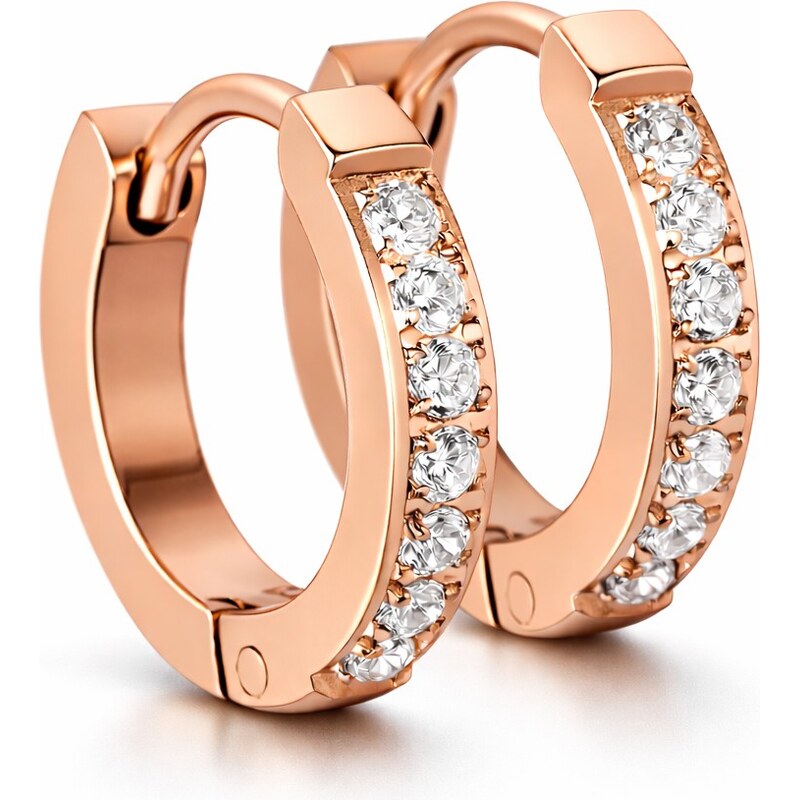 Troli Ružovo pozlátené oceľové náušnice s kryštálmi 66580890