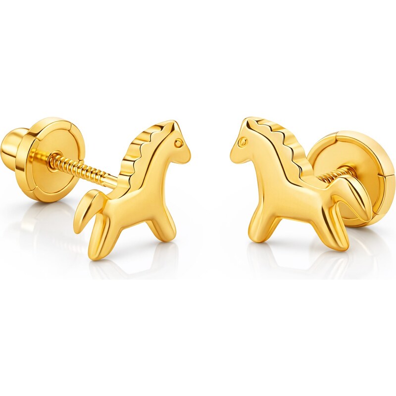 Brilio Hravé náušnice zo žltého zlata Koníci 14/119.771/17 66579122