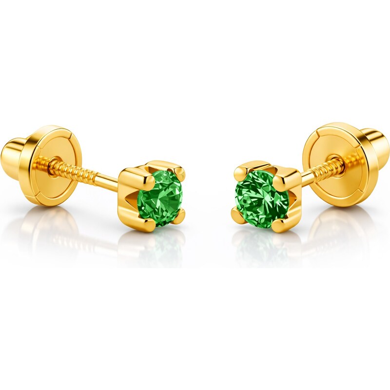 Brilio Náušnice zo žltého zlata so zelenými zirkónmi 14/188.881/17ES-N 66587090