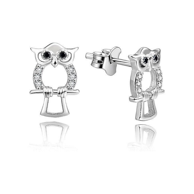MOISS Strieborné náušnice kôstky Sova so zirkónmi E0002635 67643601