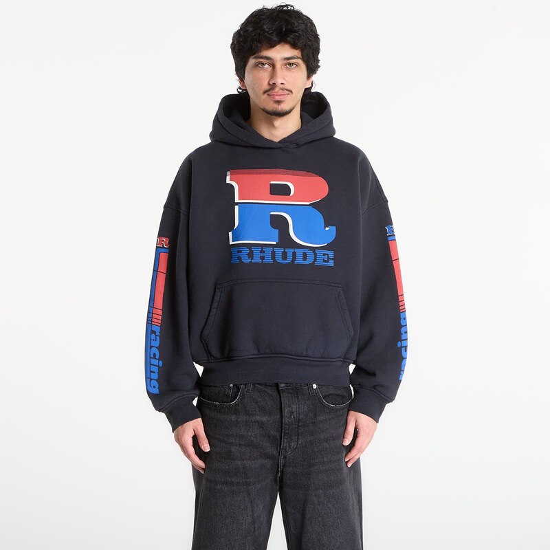 Mikina Rhude Split Petrol Logo Hoodie Vintage Black/ Red/ Blue S 67643433