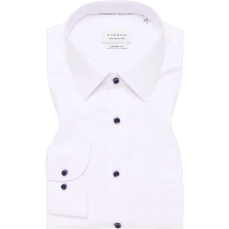 Strečová biela pánska košeľa ETERNA Comfort fit s kontrastom 67643758