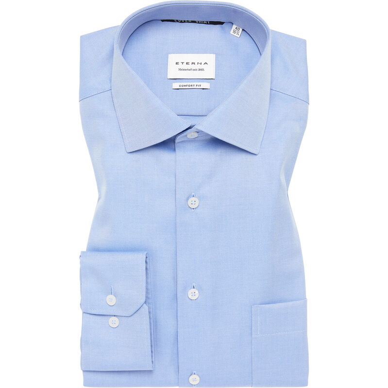 Nepriehľadná modrá nežehlivá keprová košeľa ETERNA Comfort fit Non 67643760