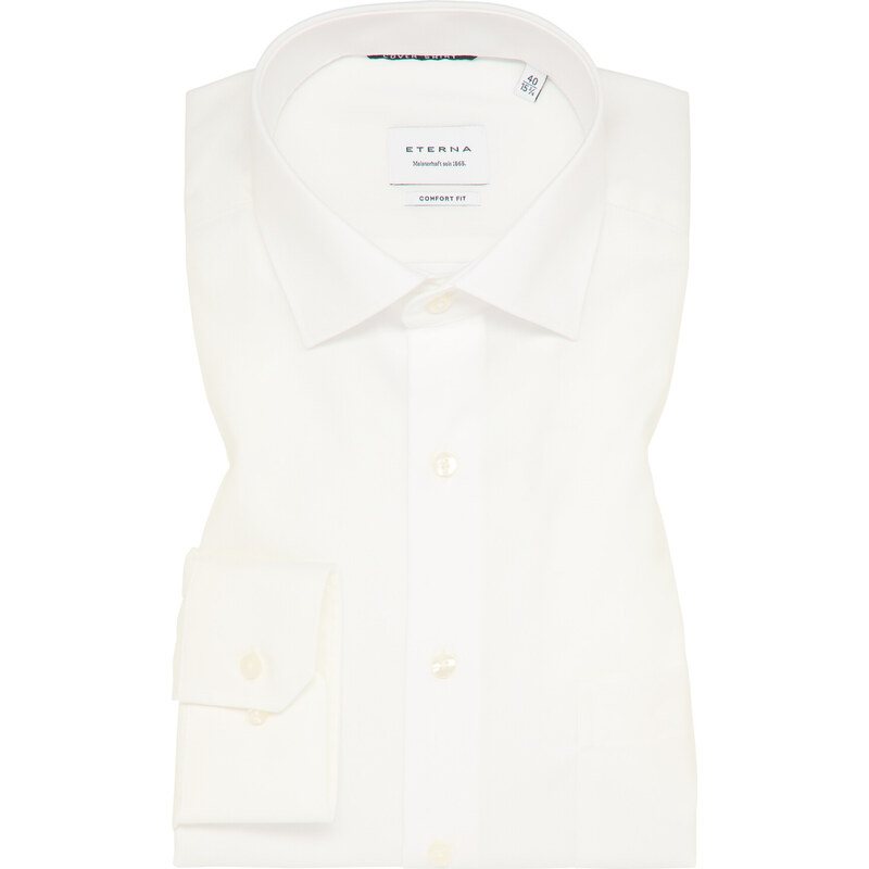 Nepriehľadná smotanová nežehlivá keprová košeľa ETERNA Comfort fit Non 67643761