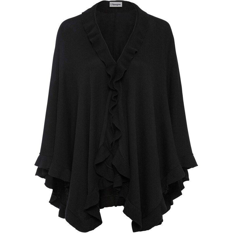 bonprix Pončo s kašmírom, farba čierna 44790403