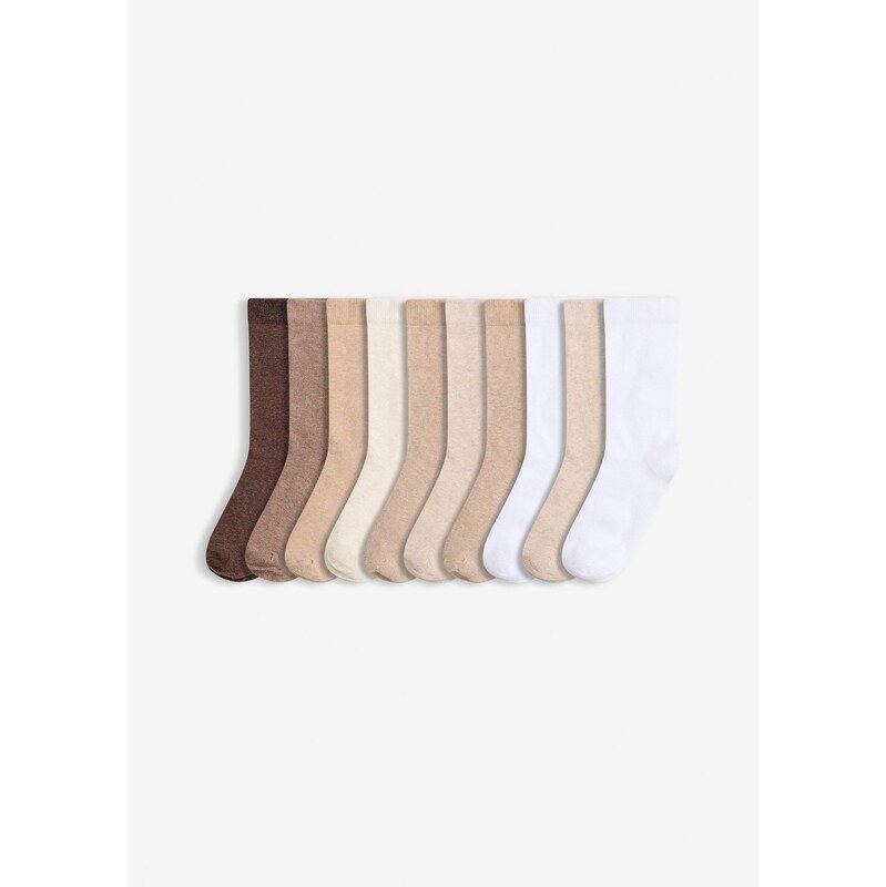bonprix Ponožky (10 ks), s bio bavlnou, farba hnedá 67644034