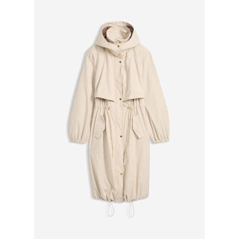 bonprix Prechodný kabát s odnímateľnou kapucňou, farba béžová 67644061
