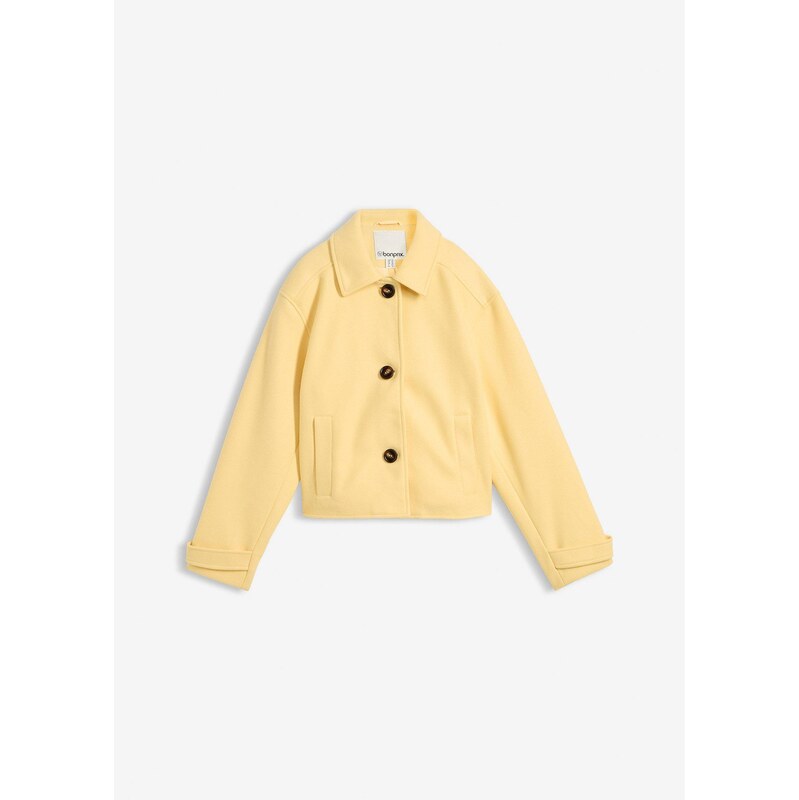 bonprix Krátky kabát vo vlnenom vzhľade, farba žltá 67644071