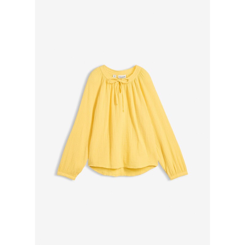 bonprix Blúzkové tričko z mäkkého mušelínu, farba žltá 67644068