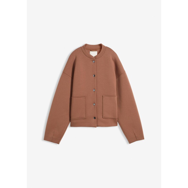 bonprix Bluzón z pohodlného materiálu Scuba, farba hnedá 67644080