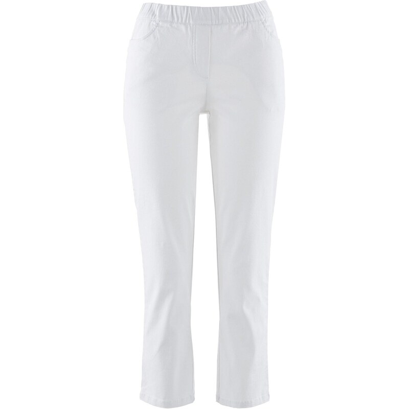 bonprix 7/8 nohavice bez zapínania so strečom, farba biela 44741893