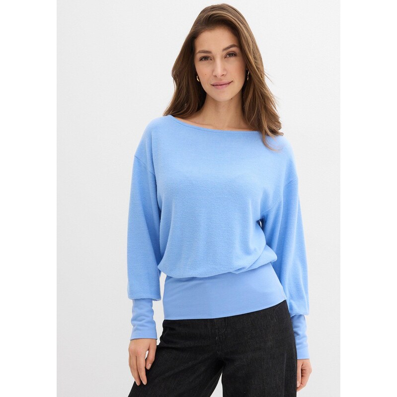 bonprix Tričko s dlhým rukávom z viskózového mixu, farba modrá 67644037