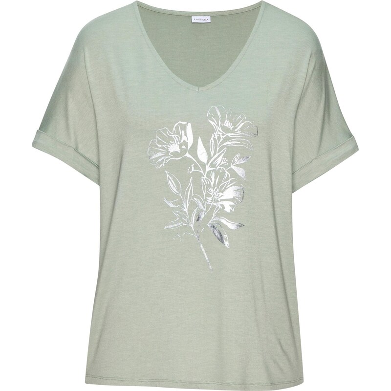 LASCANA Tričko svetlozelená / strieborná 67652286