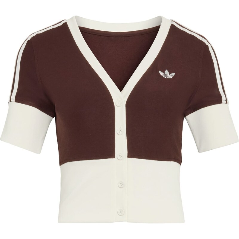 ADIDAS ORIGINALS Kardigán V-NECK SHIRT WITH hnedá / biela 67653439