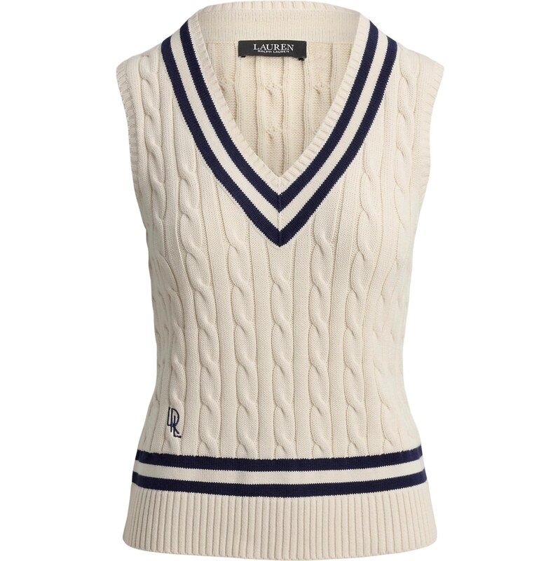 Lauren Ralph Lauren Vyšívaný top žltohnedá / námornícka modrá 67653456