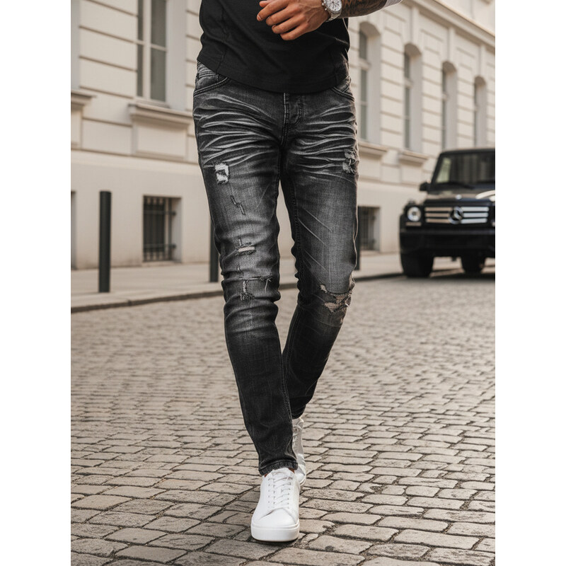 BASIC Čierne pánske džínsové nohavice UX3949 41300220