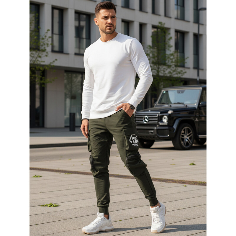 BASIC Khaki cargo nohavice UX4165 50271874