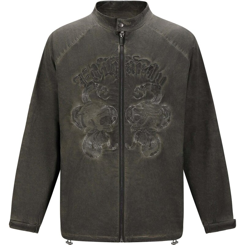 Ed Hardy Prechodná bunda Schädel und Schlange tmavozelená 67653748