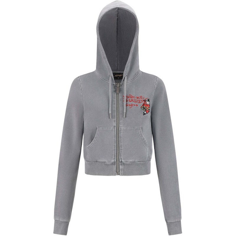 Ed Hardy Tepláková bunda Flaming Tiger žltá / tmavosivá / červená 67653750