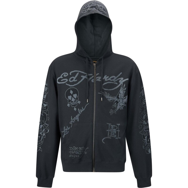 Ed Hardy Tepláková bunda sivá / čierna 67653745