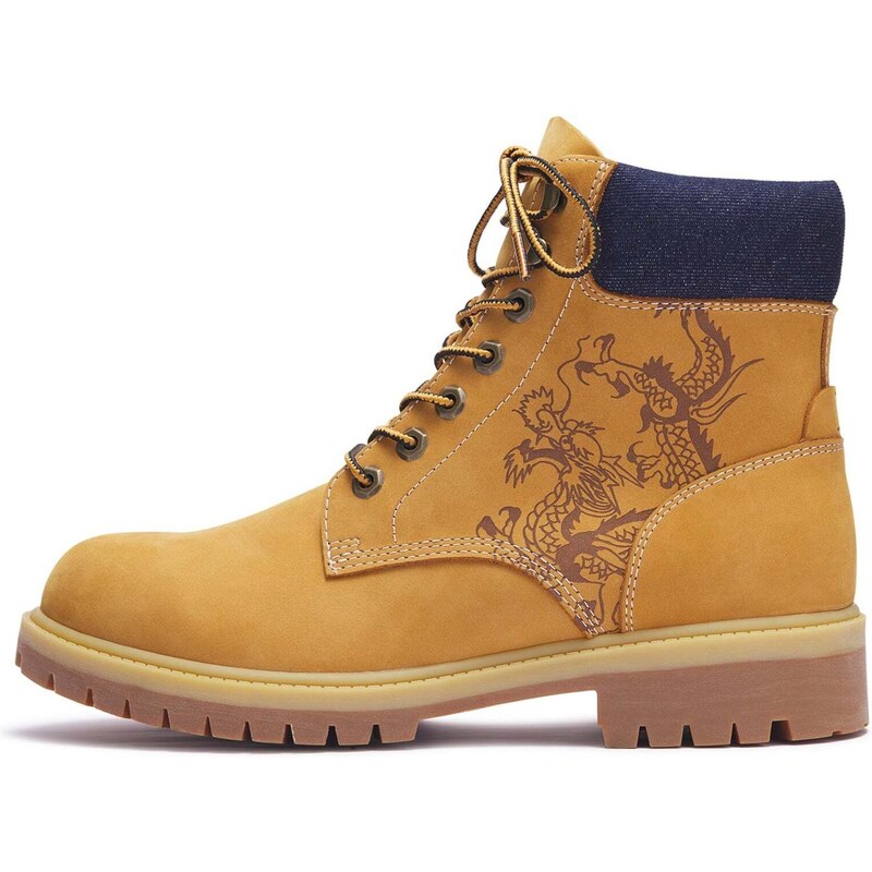 Ed Hardy Šnurovacie čižmy Dancing Dragon námornícka modrá / čokoládová 67830736