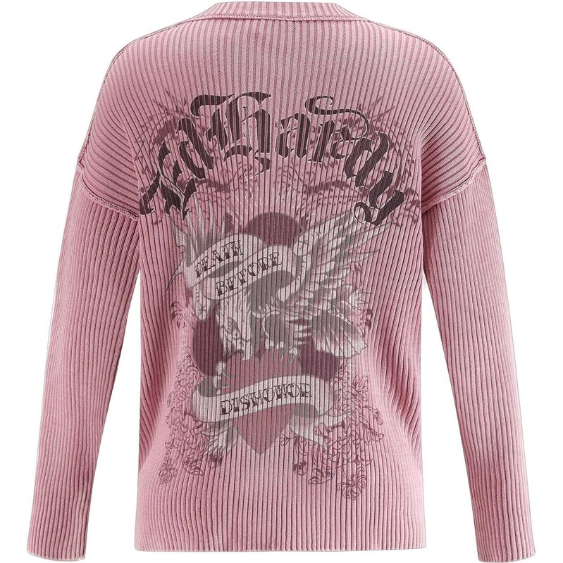 Ed Hardy Sveter Brave Heart Adler sivá / modrofialová / ružová 67653854