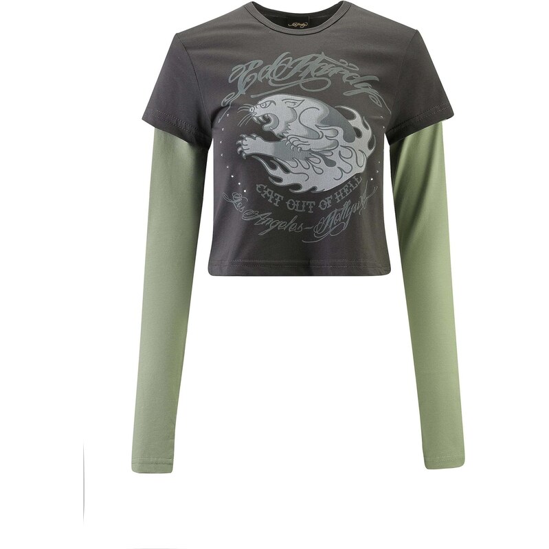 Ed Hardy Tričko Hellcat tmavosivá 67653900