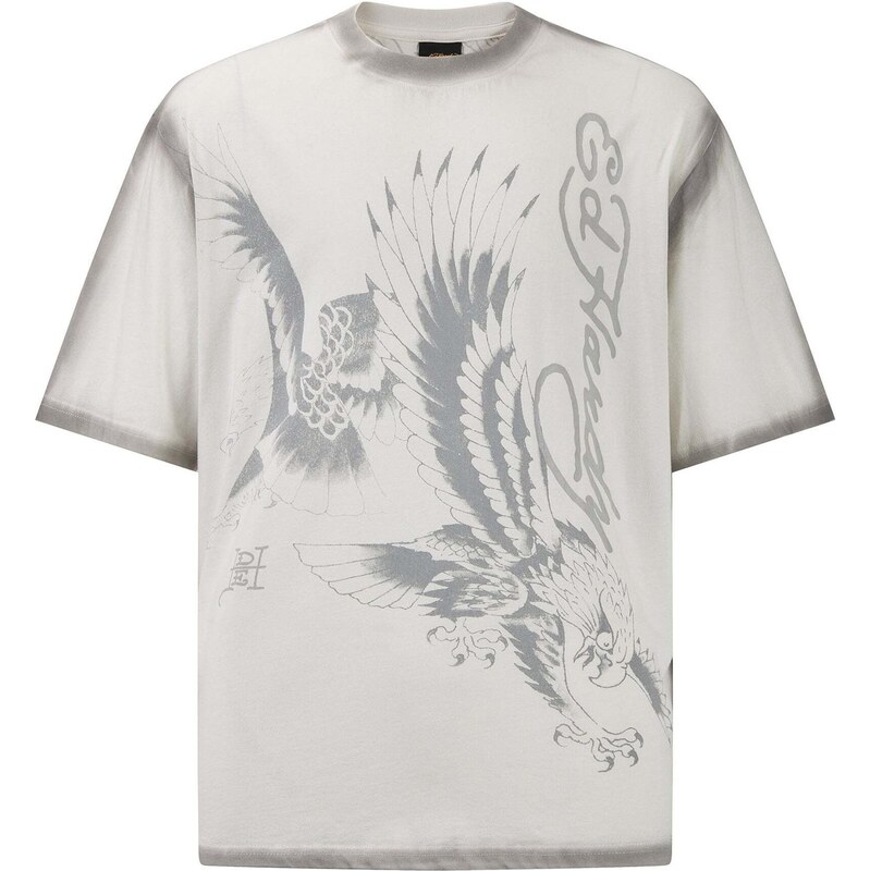 Ed Hardy Tričko svetlosivá / biela 67653894