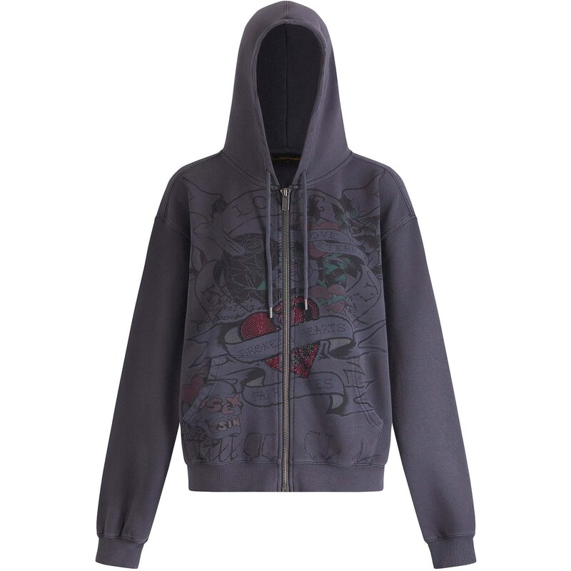 Ed Hardy Tepláková bunda tmavosivá / zelená / tmavočervená / čierna 67653910