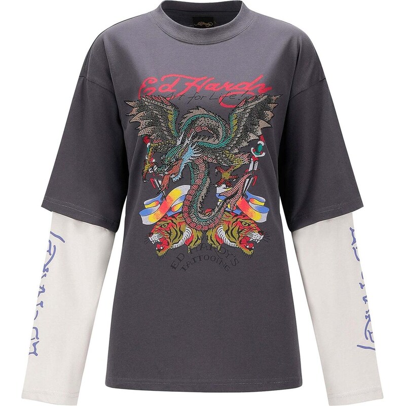 Ed Hardy Tričko tmavosivá / zmiešané farby 67653927