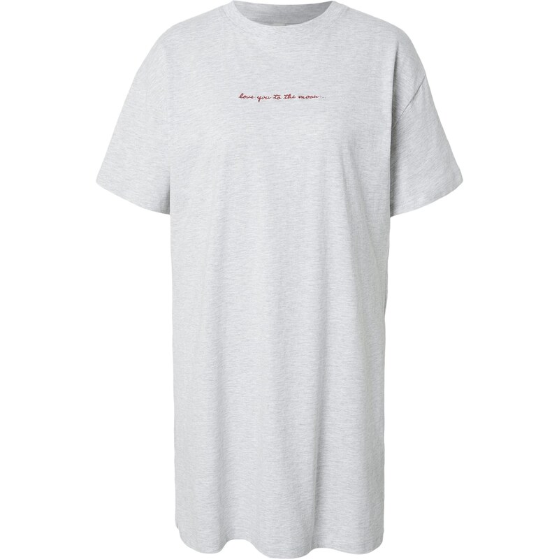 Hunkemöller Nočná košieľka Moon svetlosivá / červená 67654281