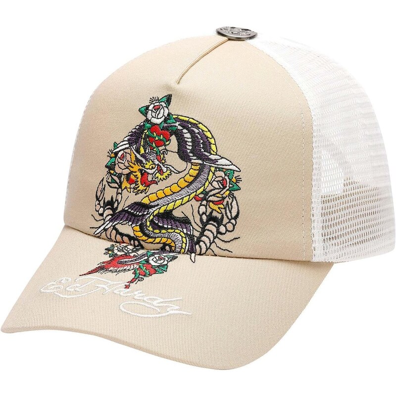 Ed Hardy Čiapka Swooping Dragon béžová / žltá / antracitová / biela 67654469
