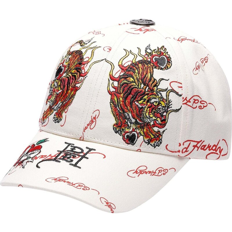 Ed Hardy Čiapka Tiger Flames žltá / homárová / červená / prírodná 67654476
