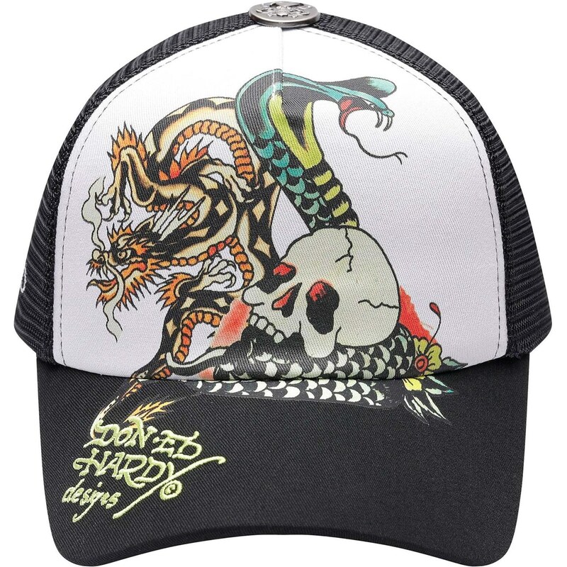 Ed Hardy Čiapka Snake and Skull zelená / čierna / biela 67654496